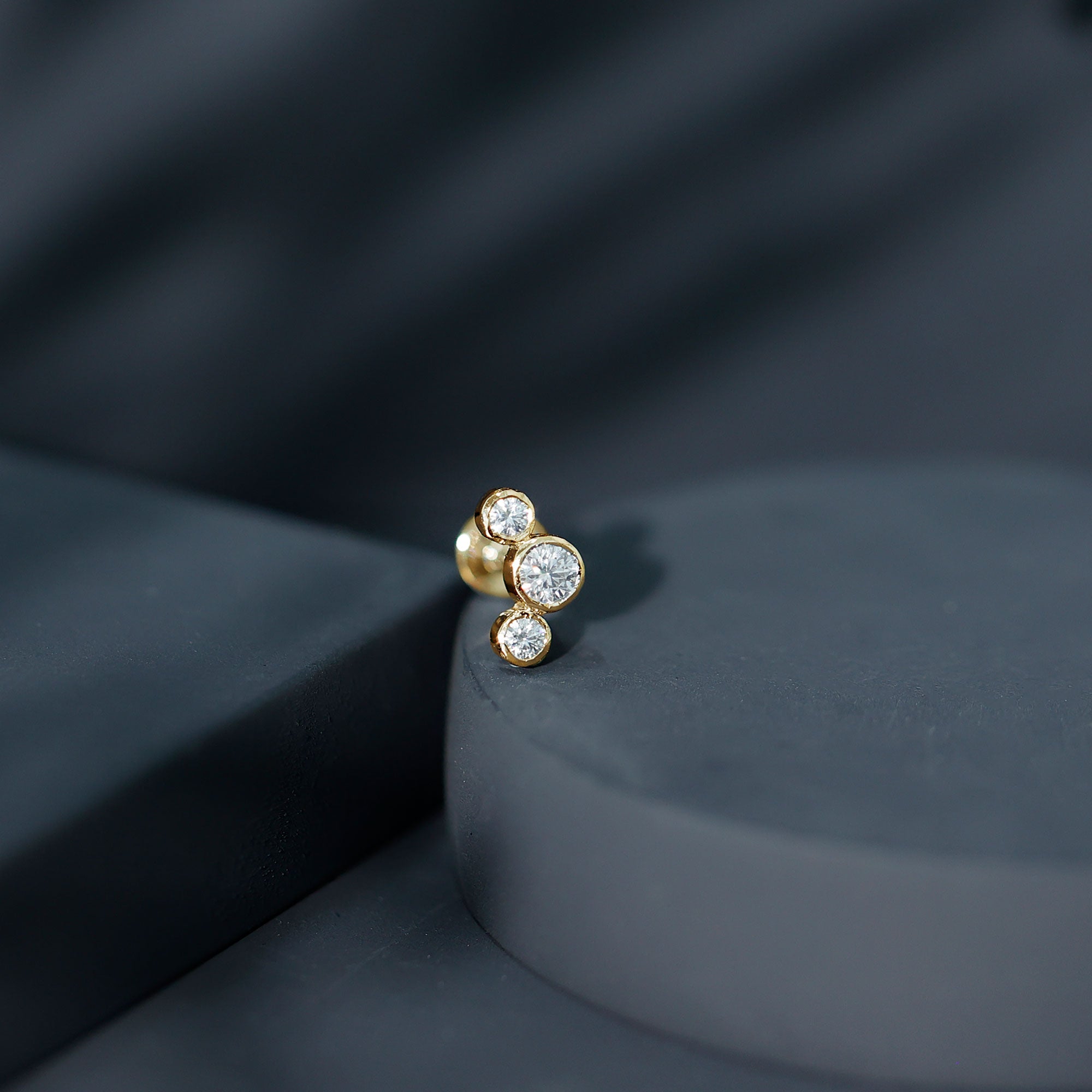Certified Moissanite Three Stone Crawler Helix Earring