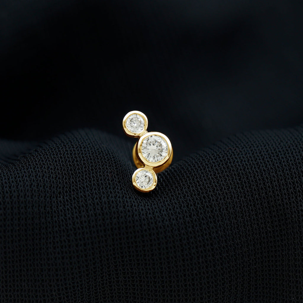 Certified Moissanite Three Stone Crawler Helix Earring