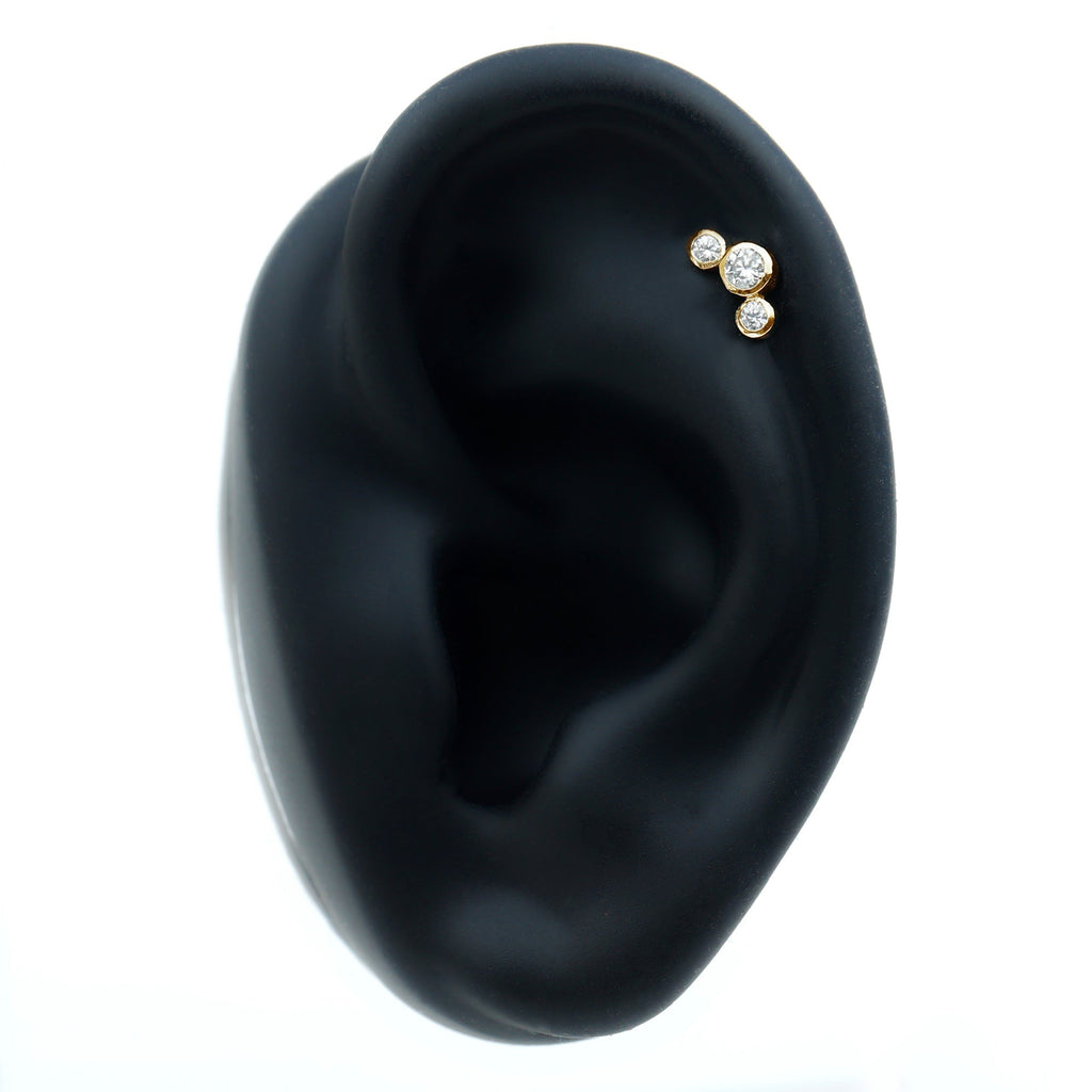 Certified Moissanite Three Stone Crawler Helix Earring
