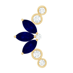 Natural Blue Sapphire Ear Crawler Earring