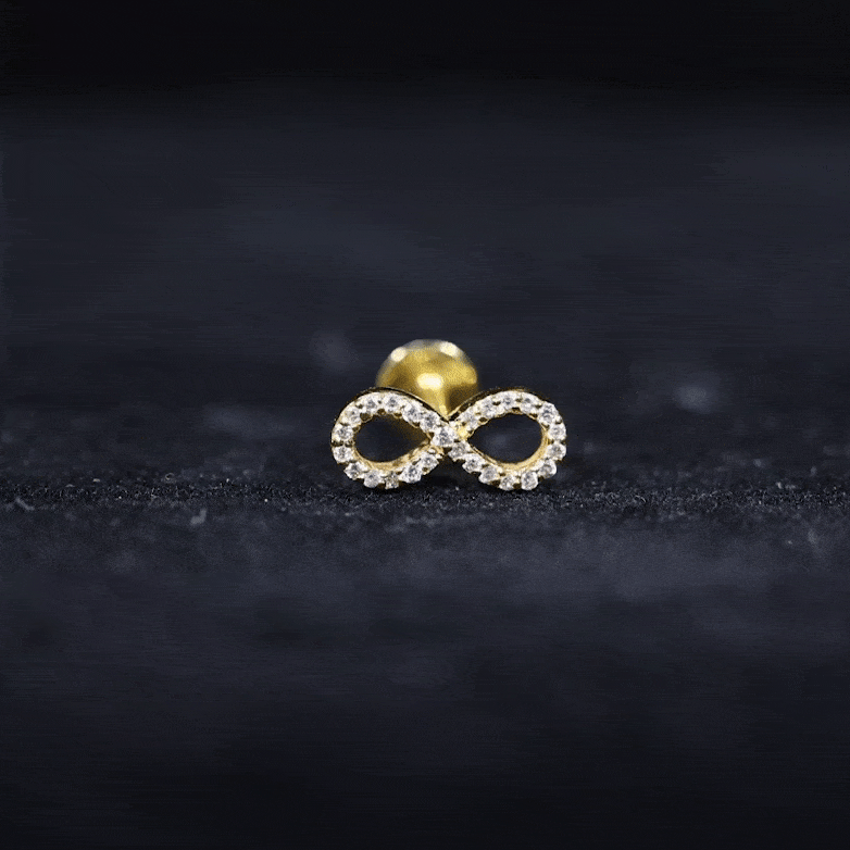 Round Diamond Infinity Earring for Cartilage Piercing