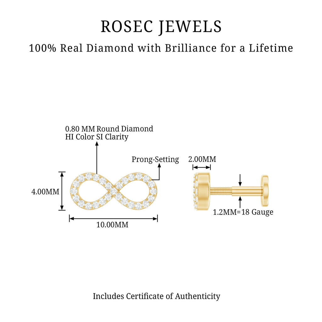 Round Diamond Infinity Earring for Cartilage Piercing