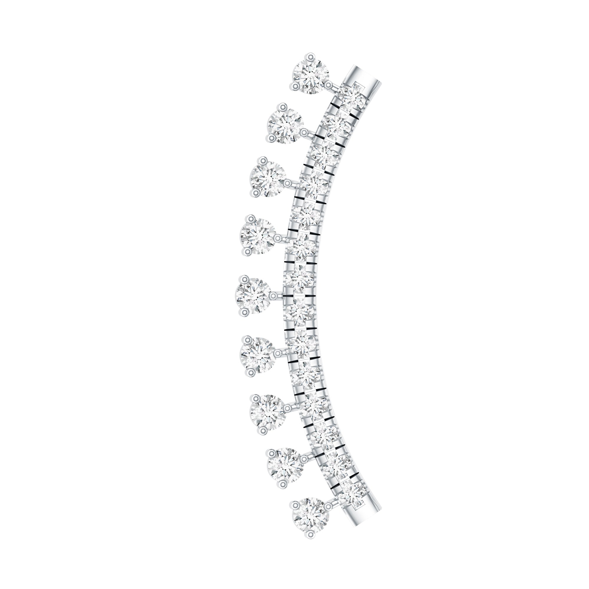 Certified Moissanite Curved Crawler Earring
