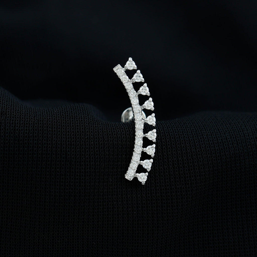 Certified Moissanite Curved Crawler Earring