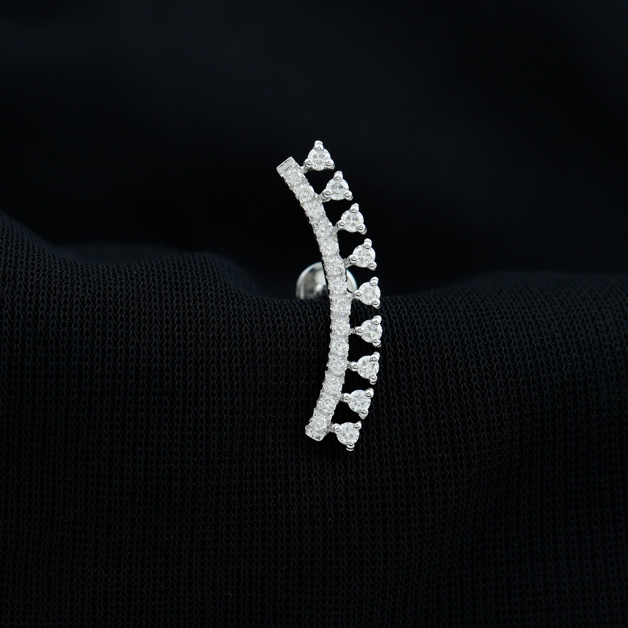 Certified Moissanite Curved Crawler Earring