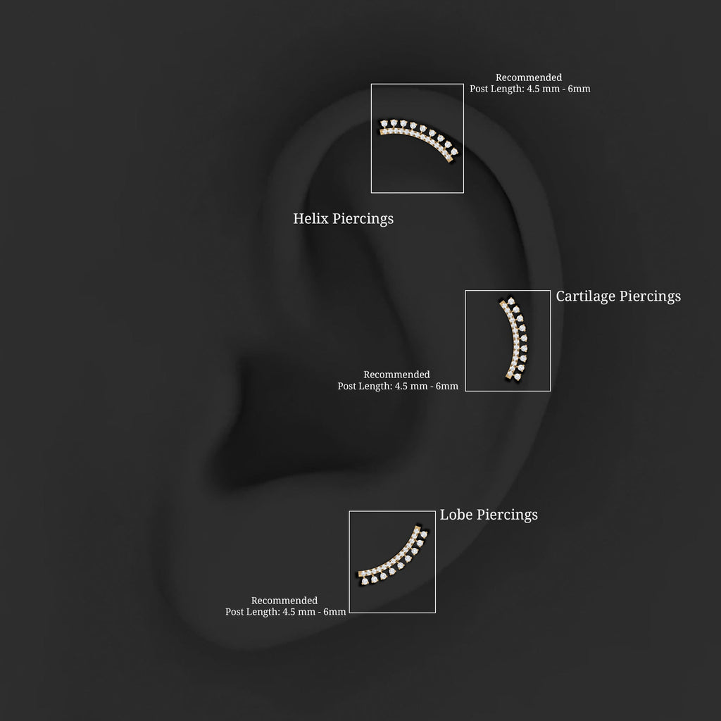 Certified Moissanite Curved Crawler Earring