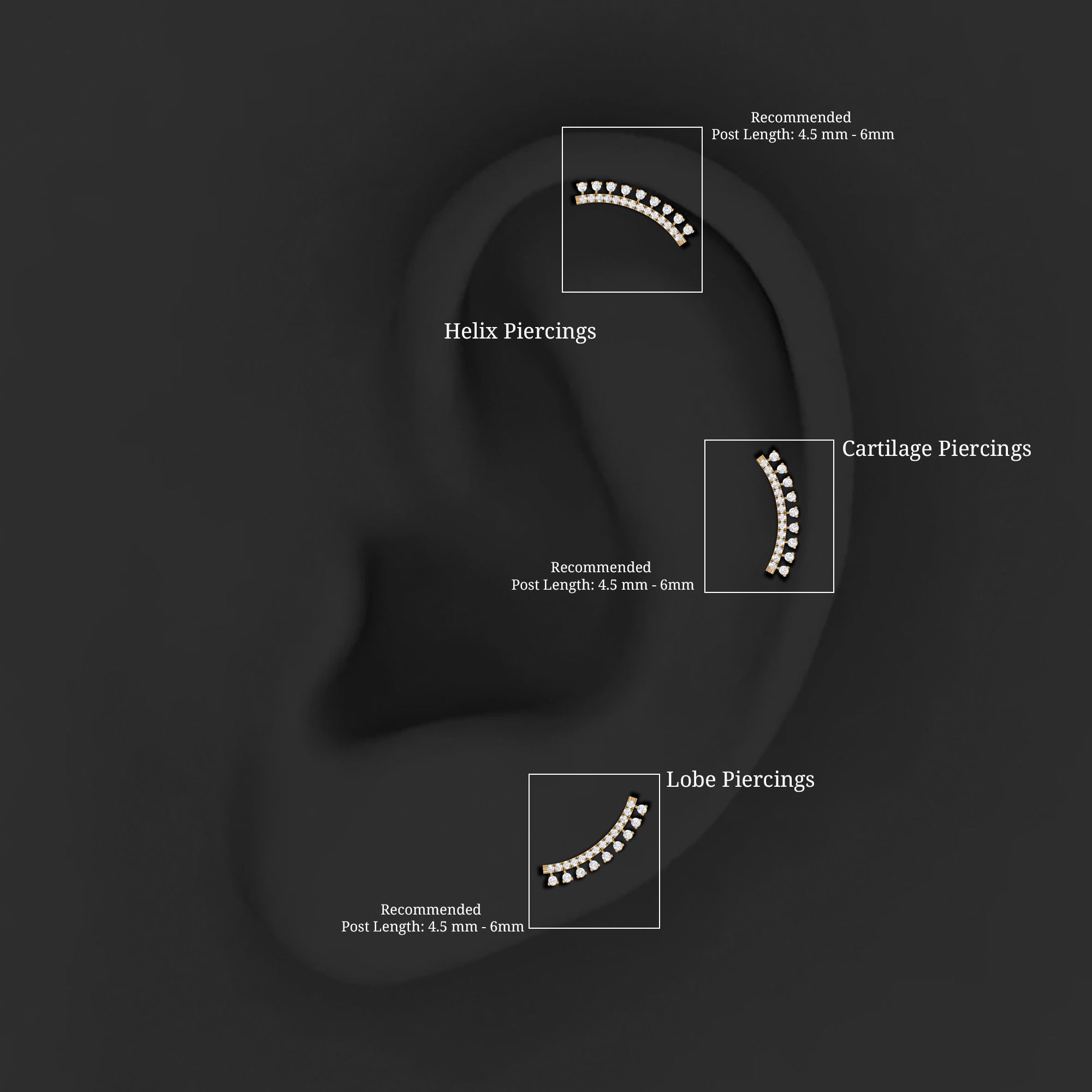 Certified Moissanite Curved Crawler Earring