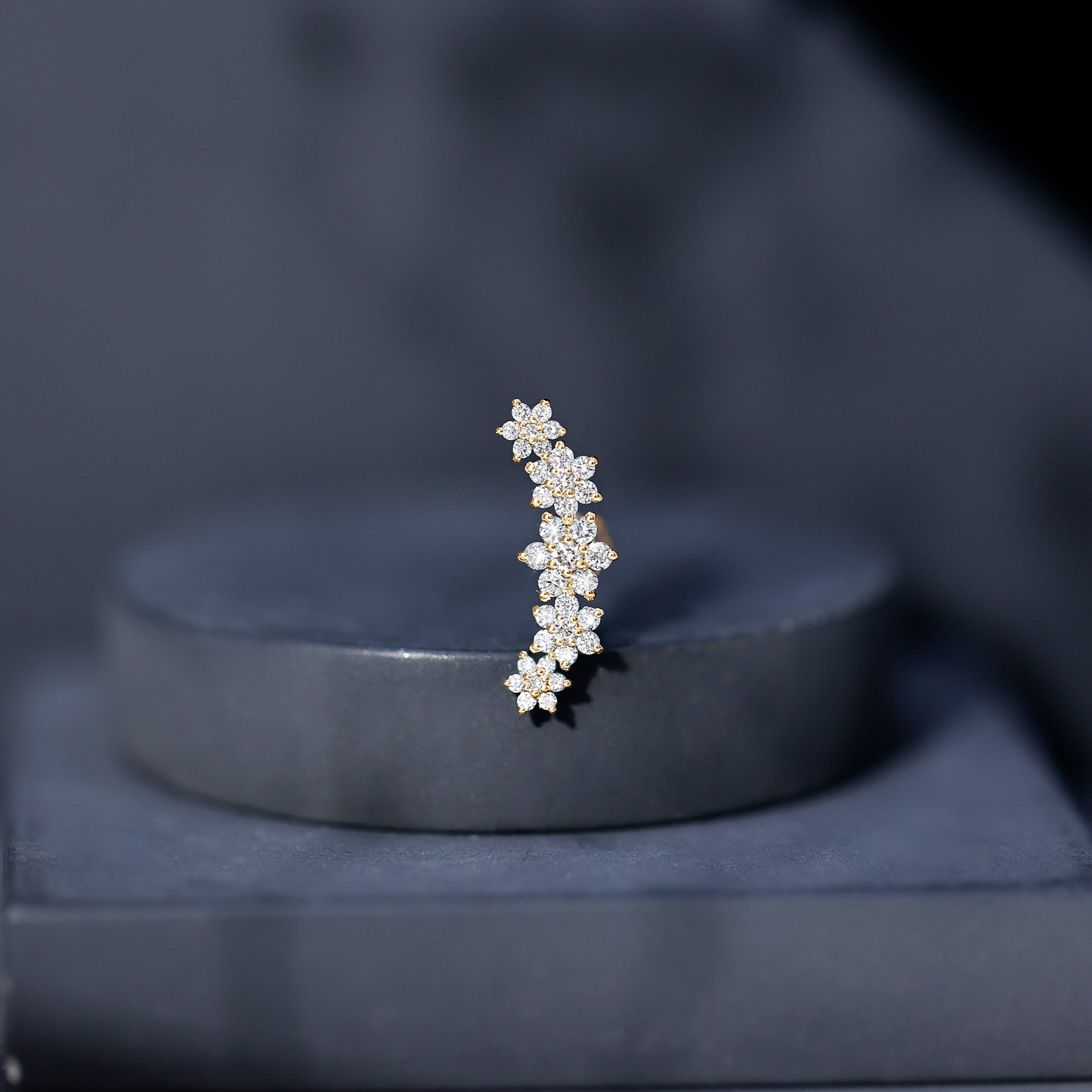 Diamond Flower Ear Crawler Earring