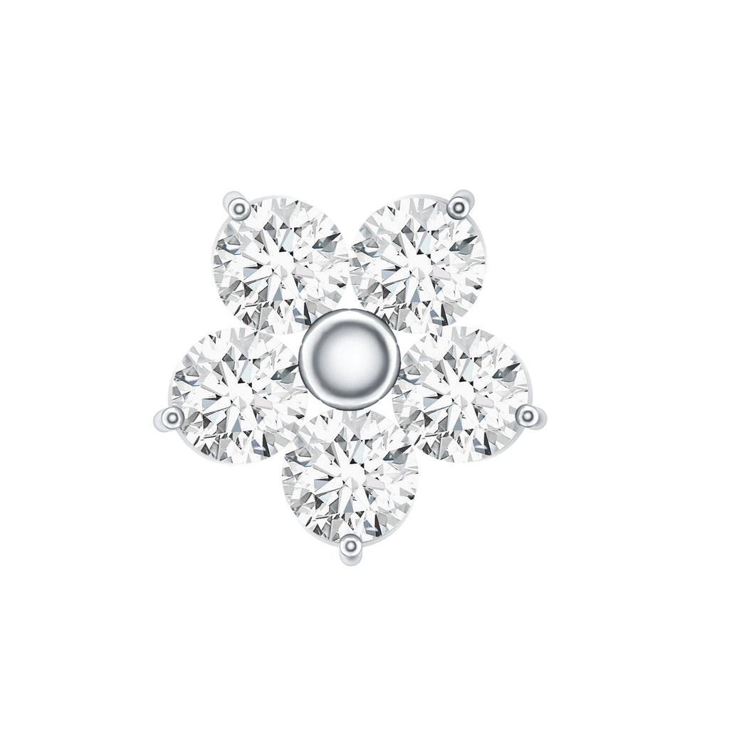 Certified Round Moissanite Flower Earring for Conch Piercing