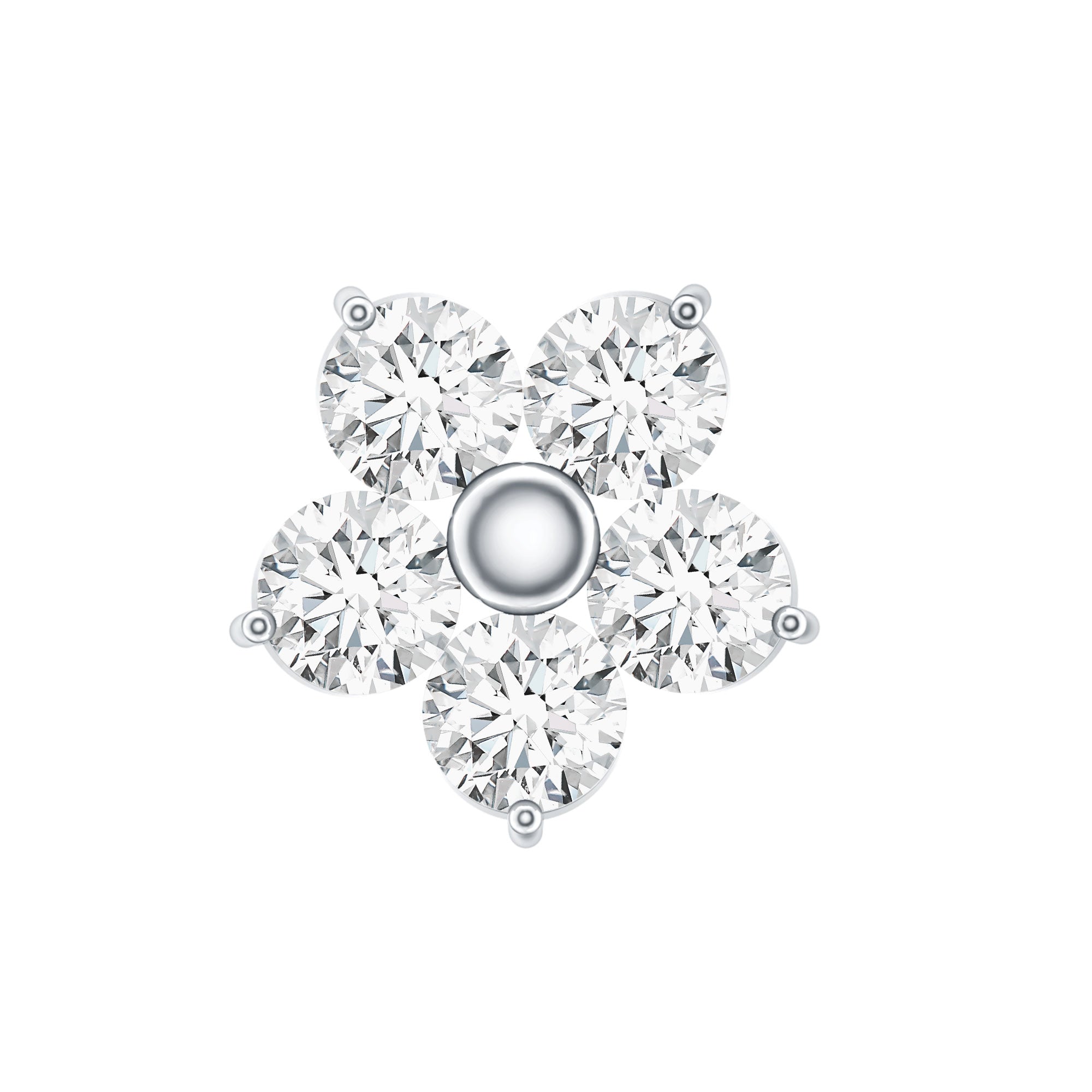 Certified Round Moissanite Flower Earring for Conch Piercing