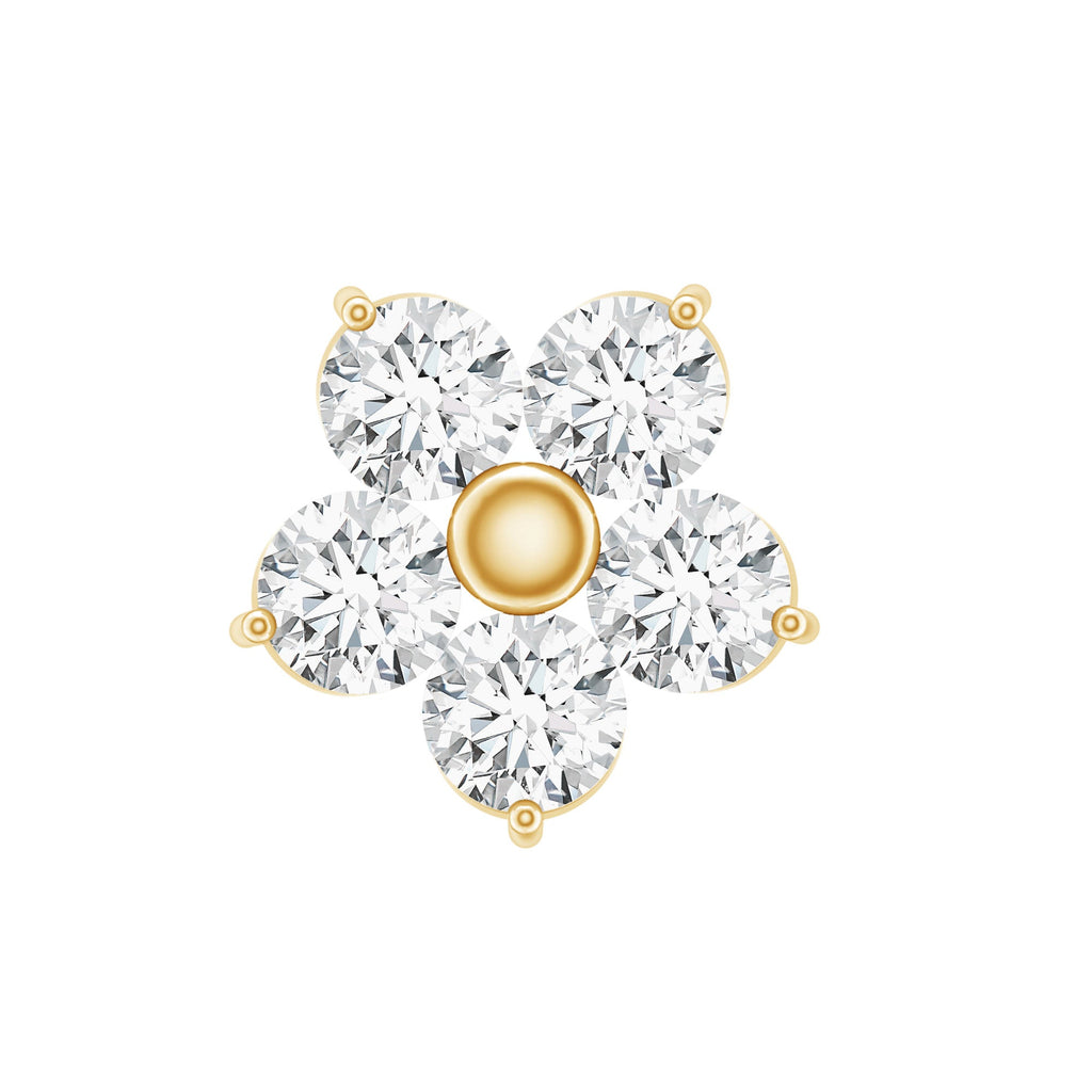 Certified Round Moissanite Flower Earring for Conch Piercing