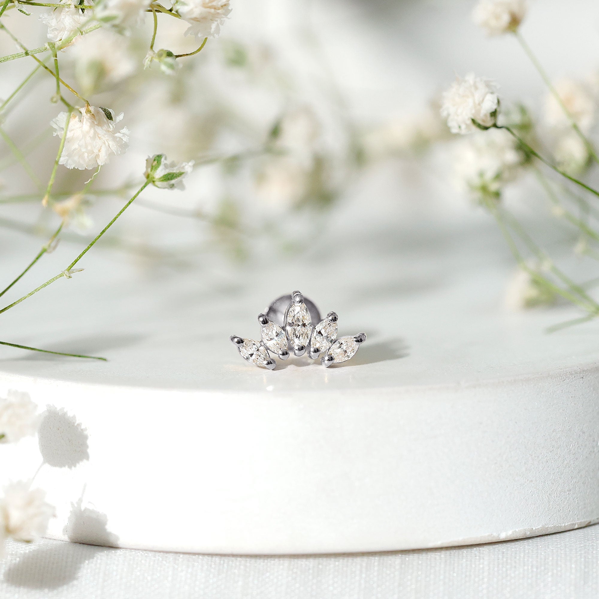 Certified Marquise Cut Diamond Helix Earring for Women