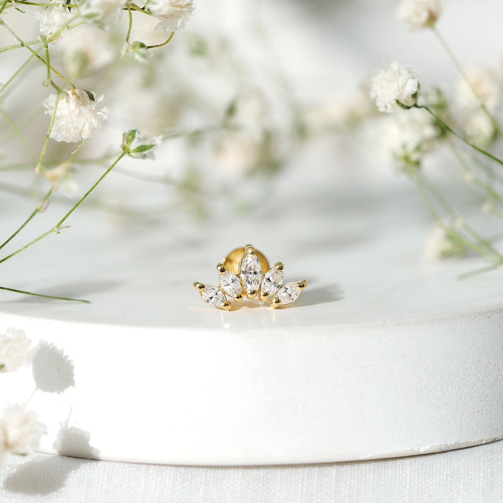 Certified Marquise Cut Diamond Helix Earring for Women