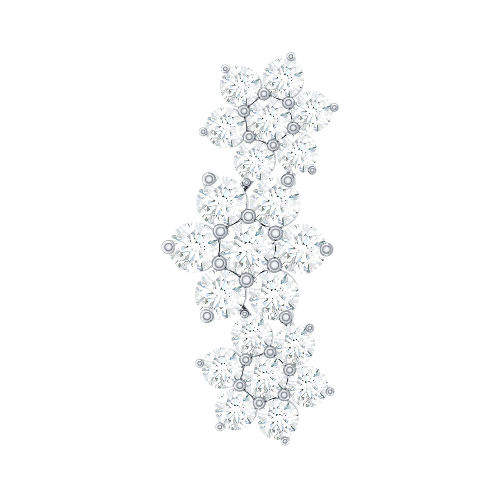 Certified Moissanite Flower Ear Climber Earring