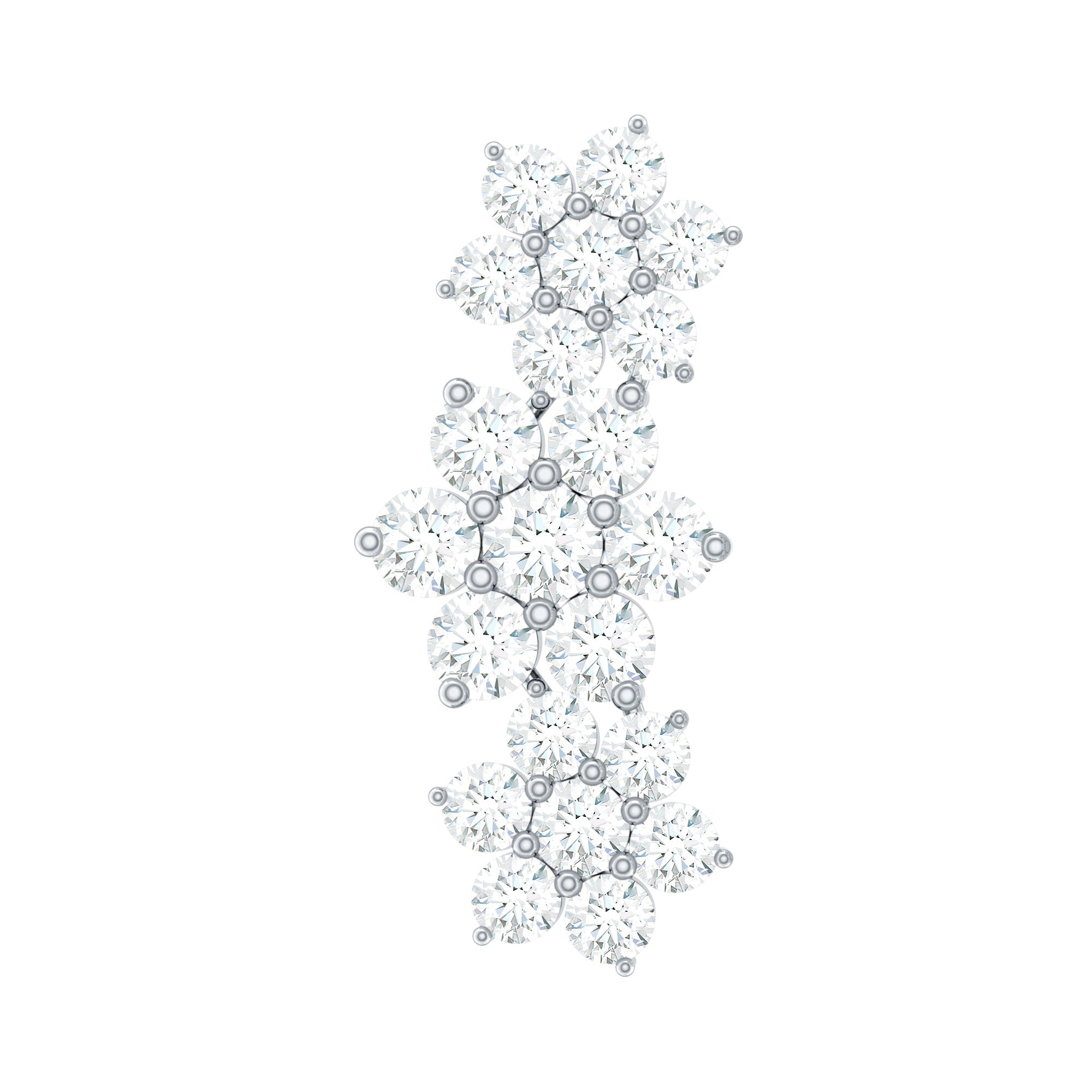 Certified Moissanite Flower Ear Climber Earring