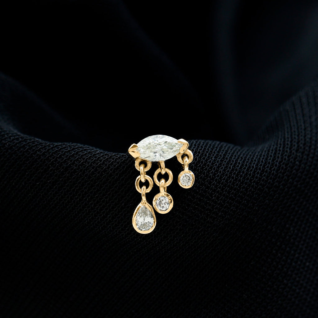 Marquise Diamond Drop Earring for Helix Piercing