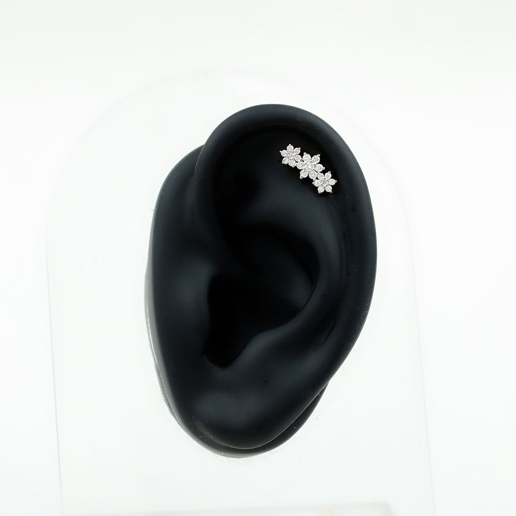 Certified Moissanite Flower Ear Crawler Earring for Women