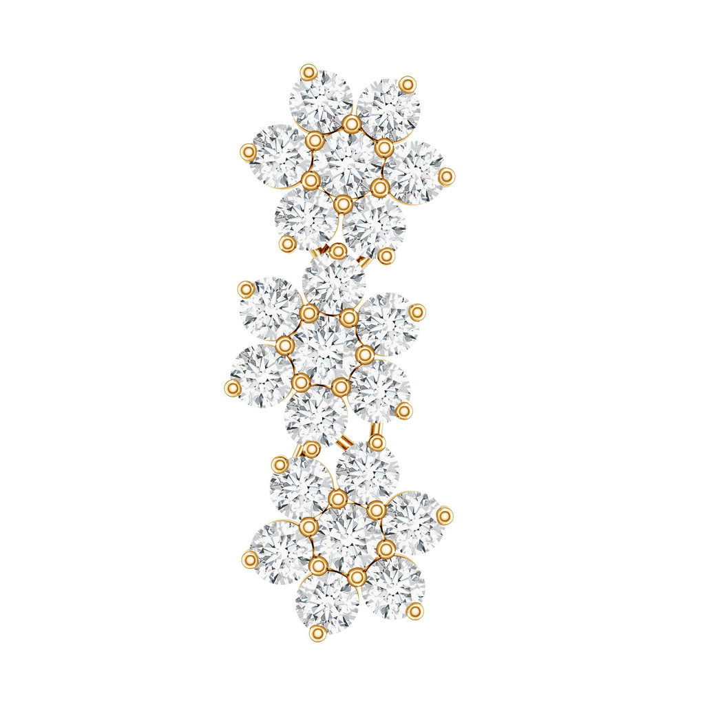 Certified Moissanite Flower Ear Crawler Earring for Women