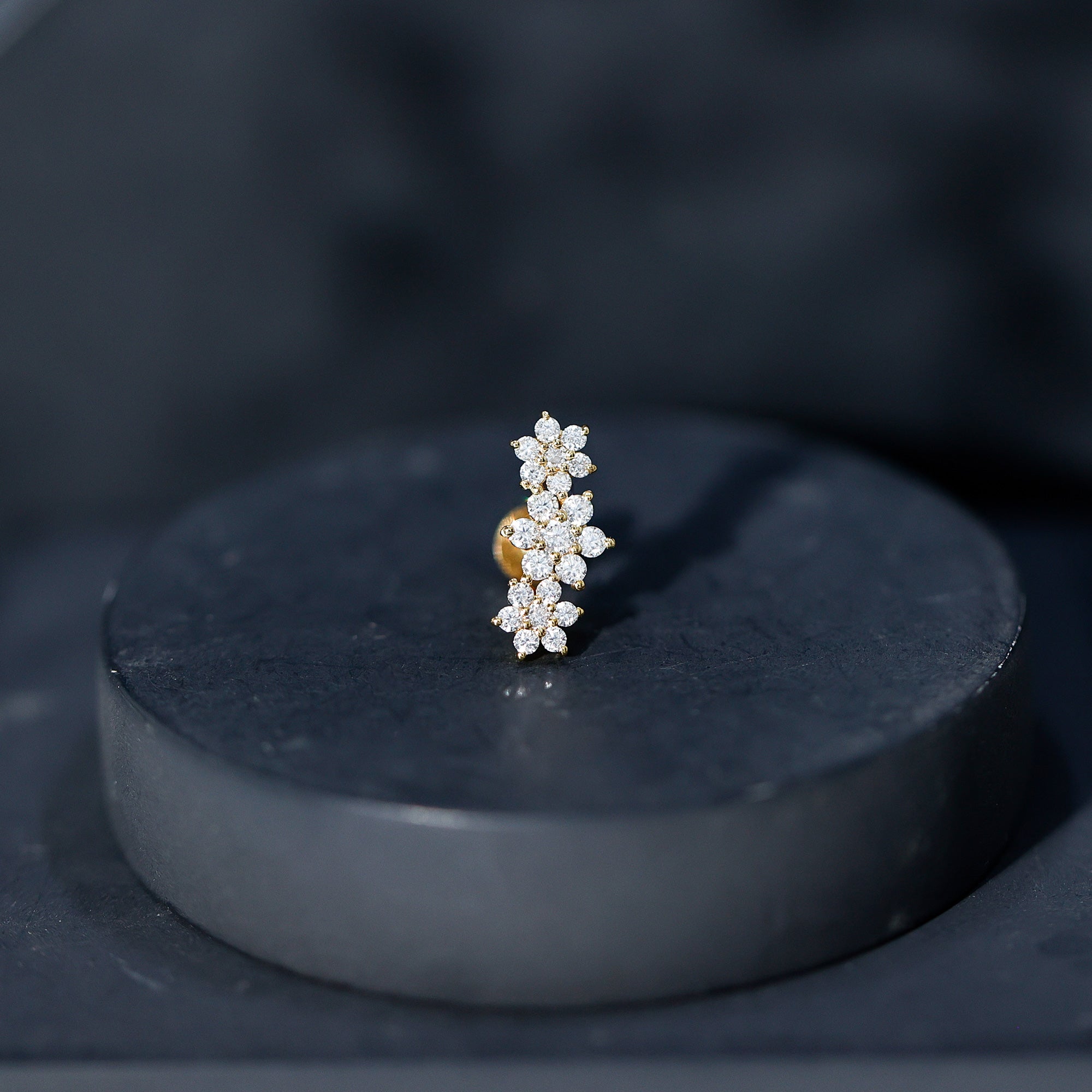 Certified Moissanite Flower Ear Crawler Earring for Women