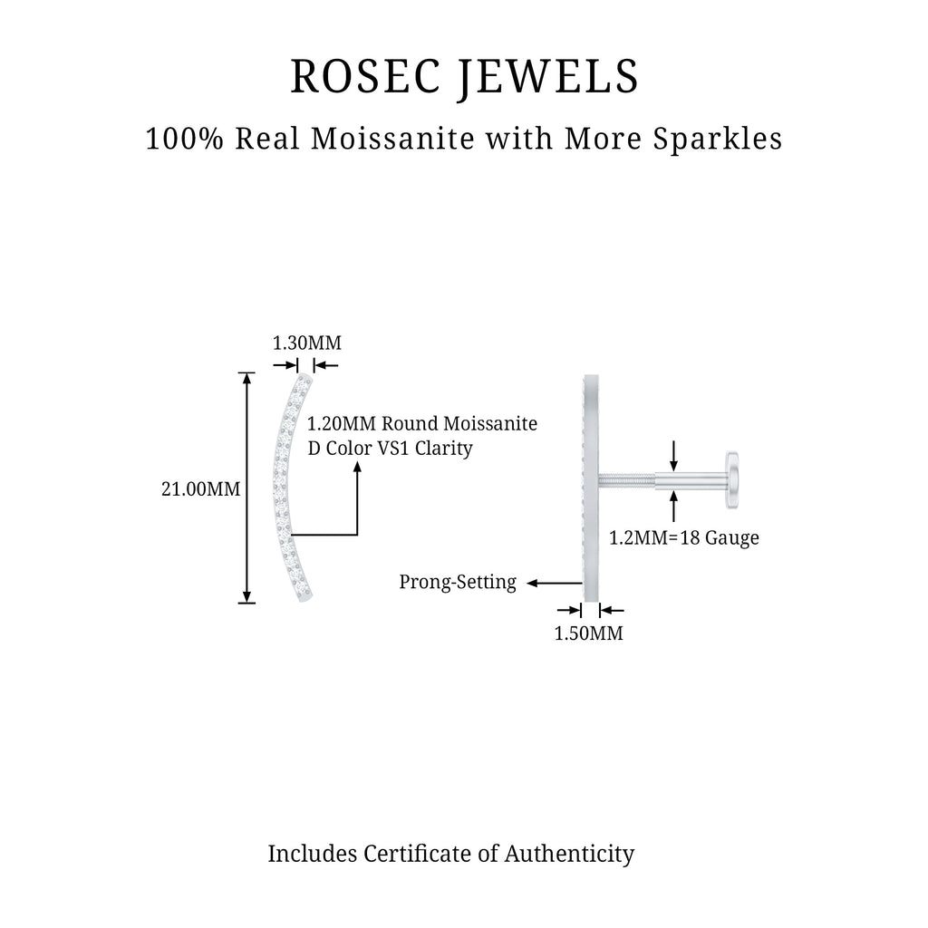 Certified Moissanite Curved Climber Earring for Her