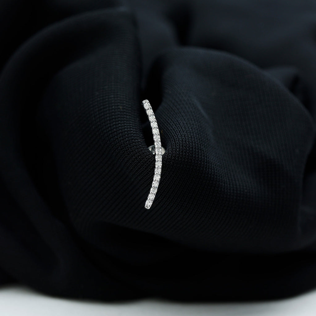 Certified Moissanite Curved Climber Earring for Her