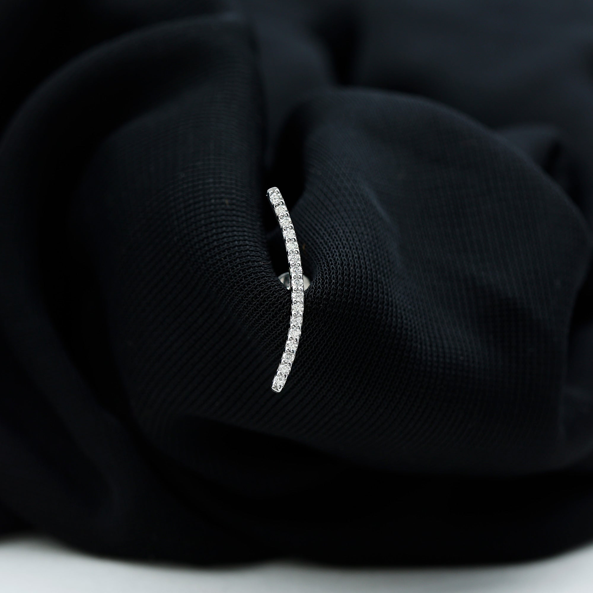 Certified Moissanite Curved Climber Earring for Her