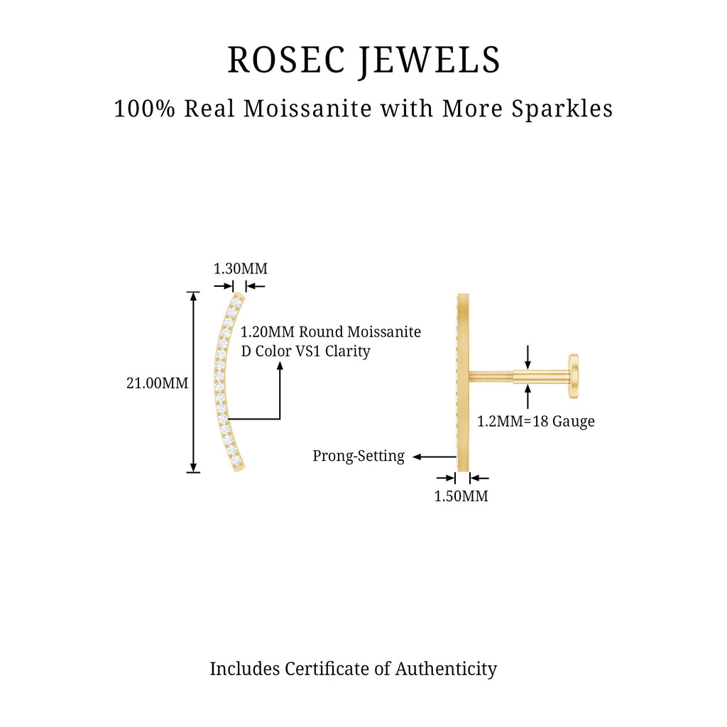 Certified Moissanite Curved Climber Earring for Her