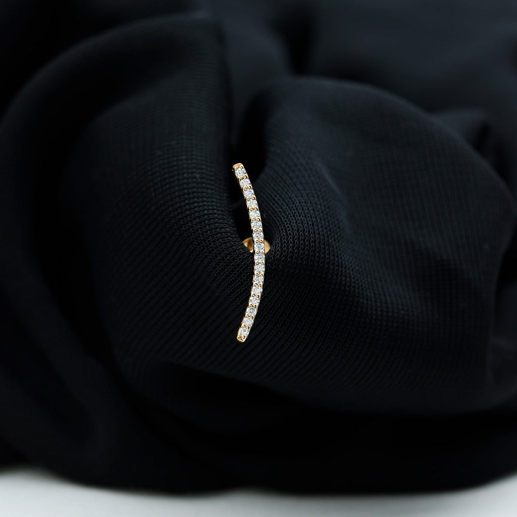 Certified Moissanite Curved Climber Earring for Her