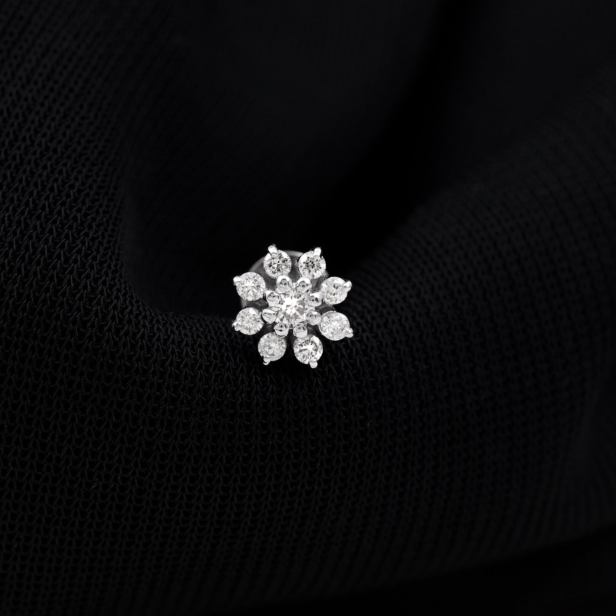 Minimalist Moissanite Flower Cartilage Earring