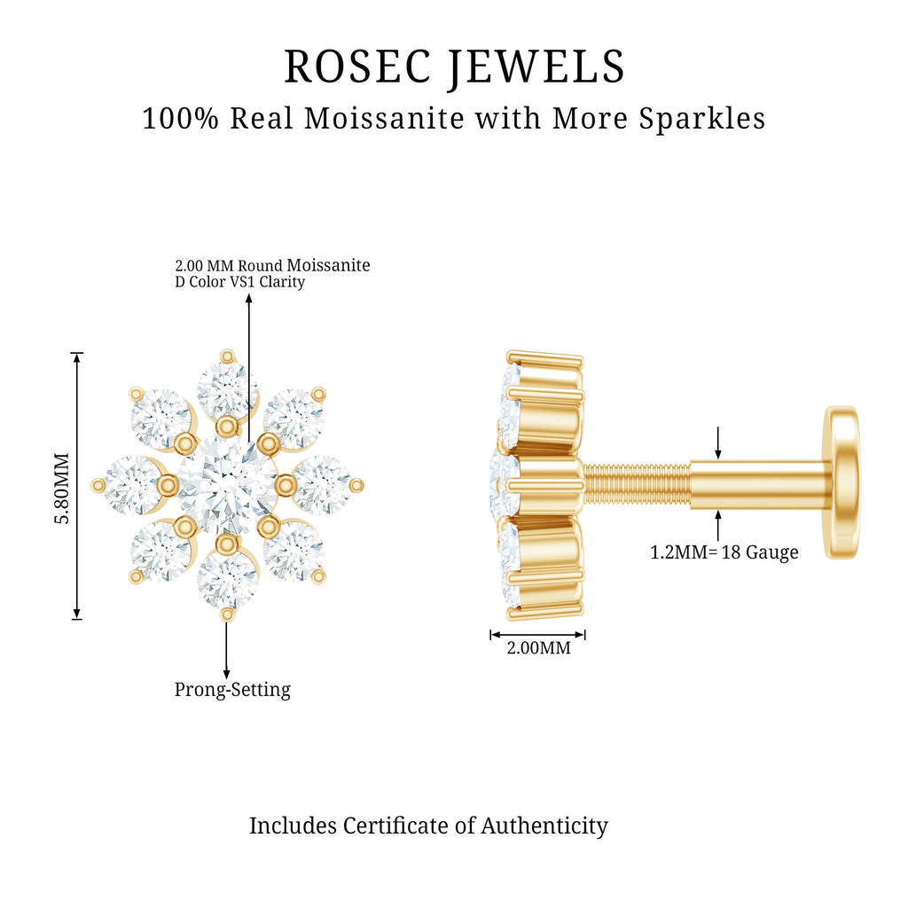 Minimalist Moissanite Flower Cartilage Earring