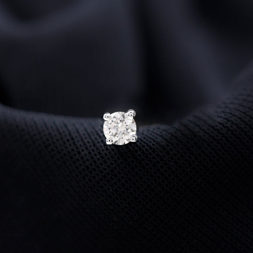 Dainty Round Moissanite Solitaire Tragus Earring