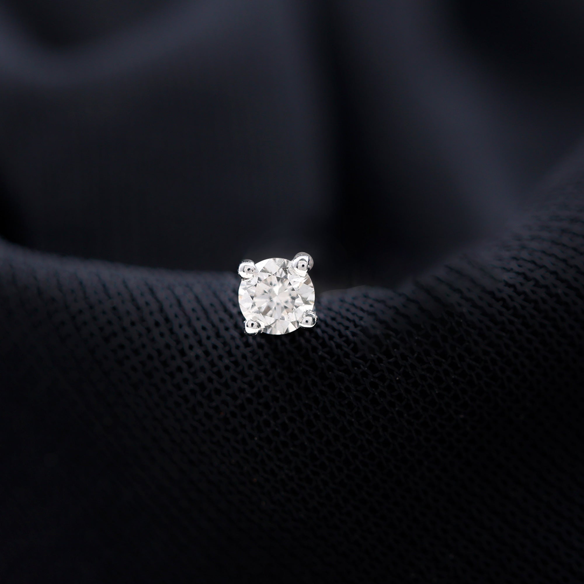 Dainty Round Moissanite Solitaire Tragus Earring