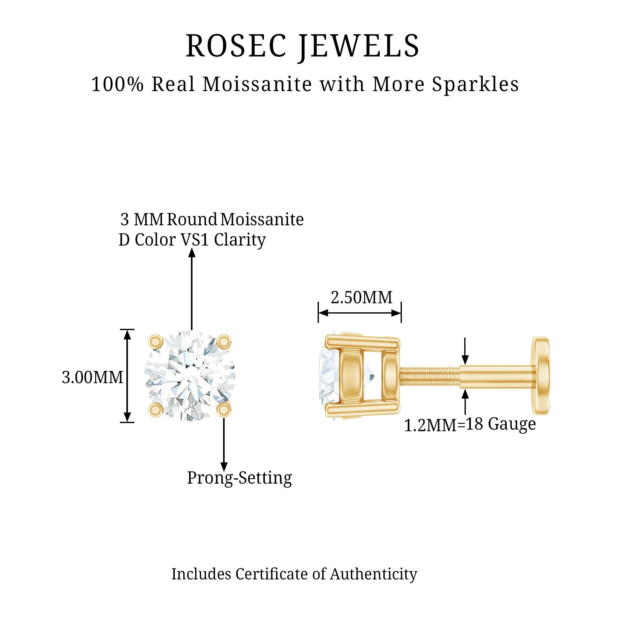 Dainty Round Moissanite Solitaire Tragus Earring