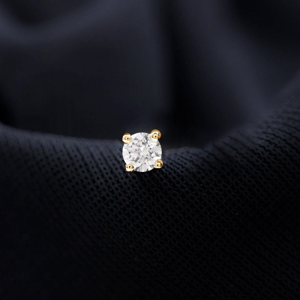 Dainty Round Moissanite Solitaire Tragus Earring