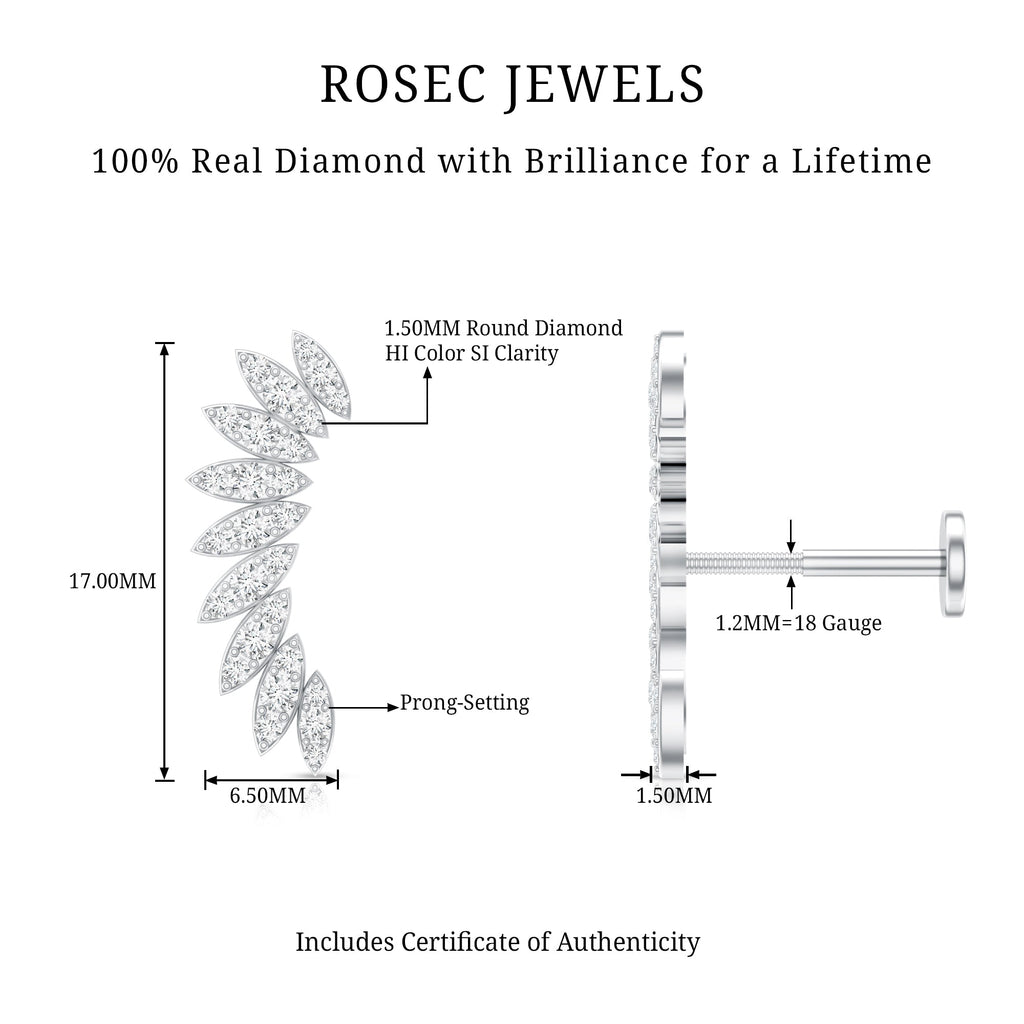 Diamond Wing Crawler Earring for Helix Piercing