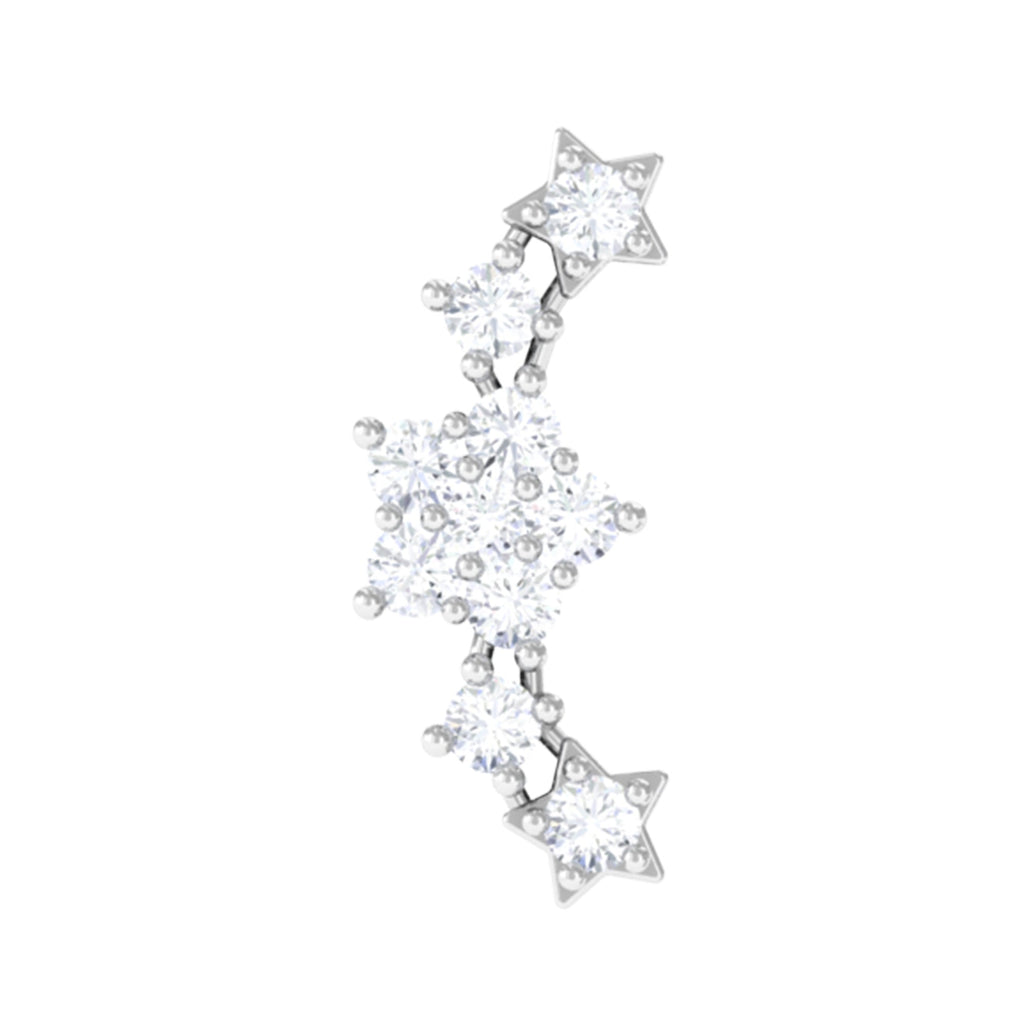 Unique Moissanite Star Crawler Earring for Helix Piercing