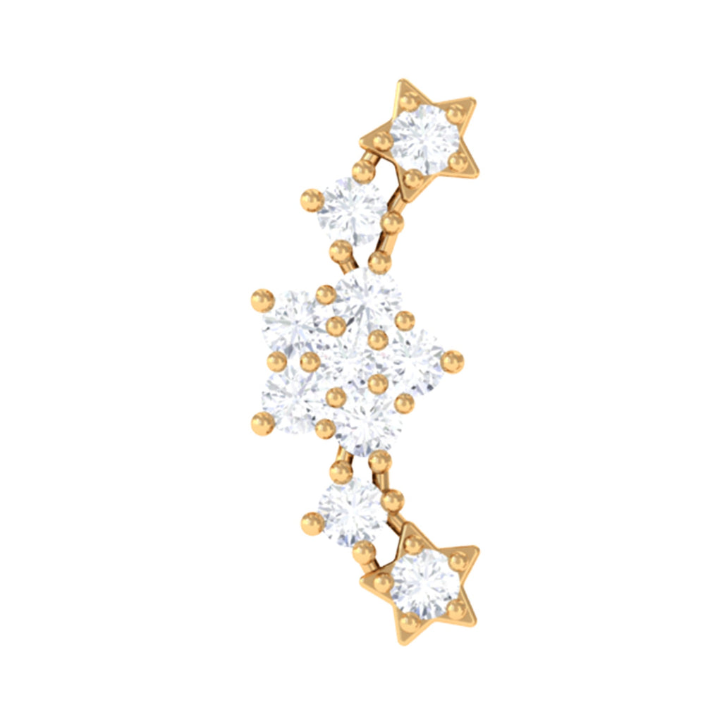 Unique Moissanite Star Crawler Earring for Helix Piercing