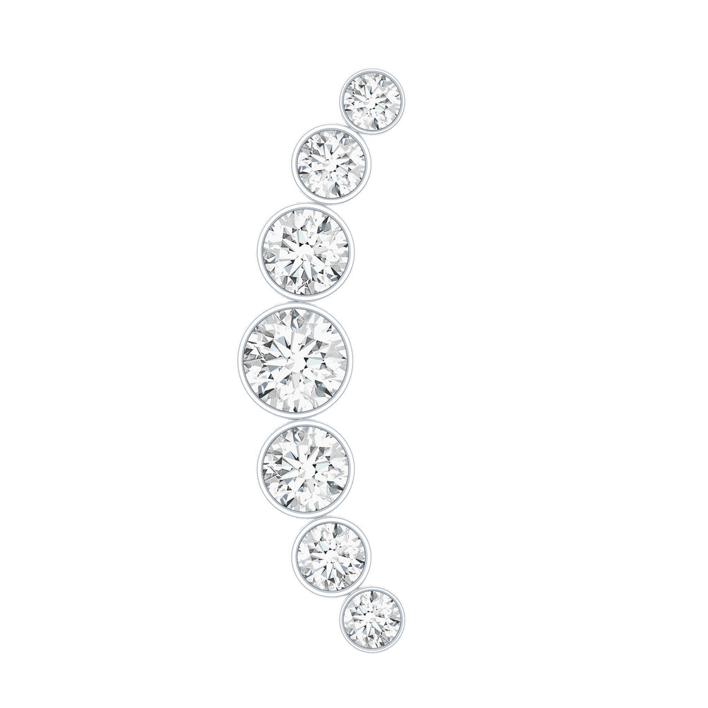 Graduated Bezel Set Moissanite Curved Crawler Earring