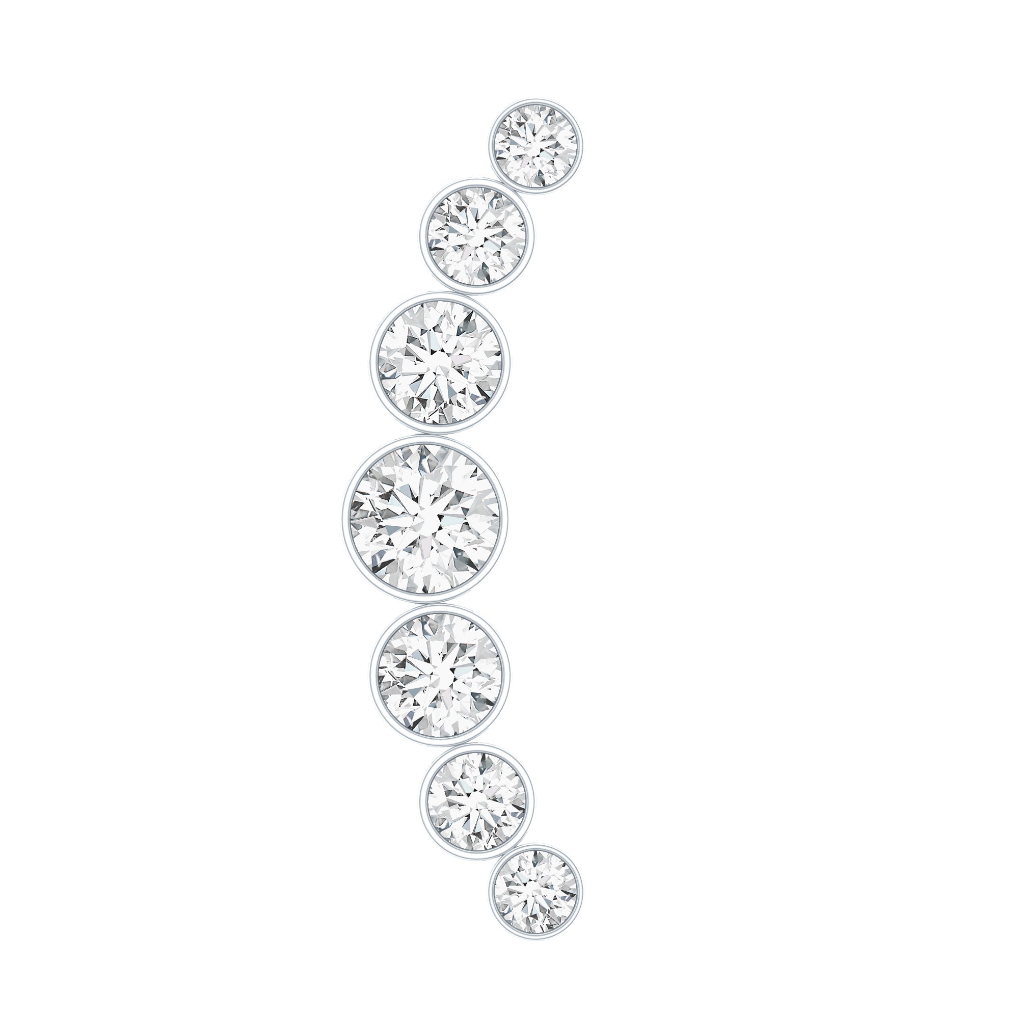 Graduated Bezel Set Moissanite Curved Crawler Earring