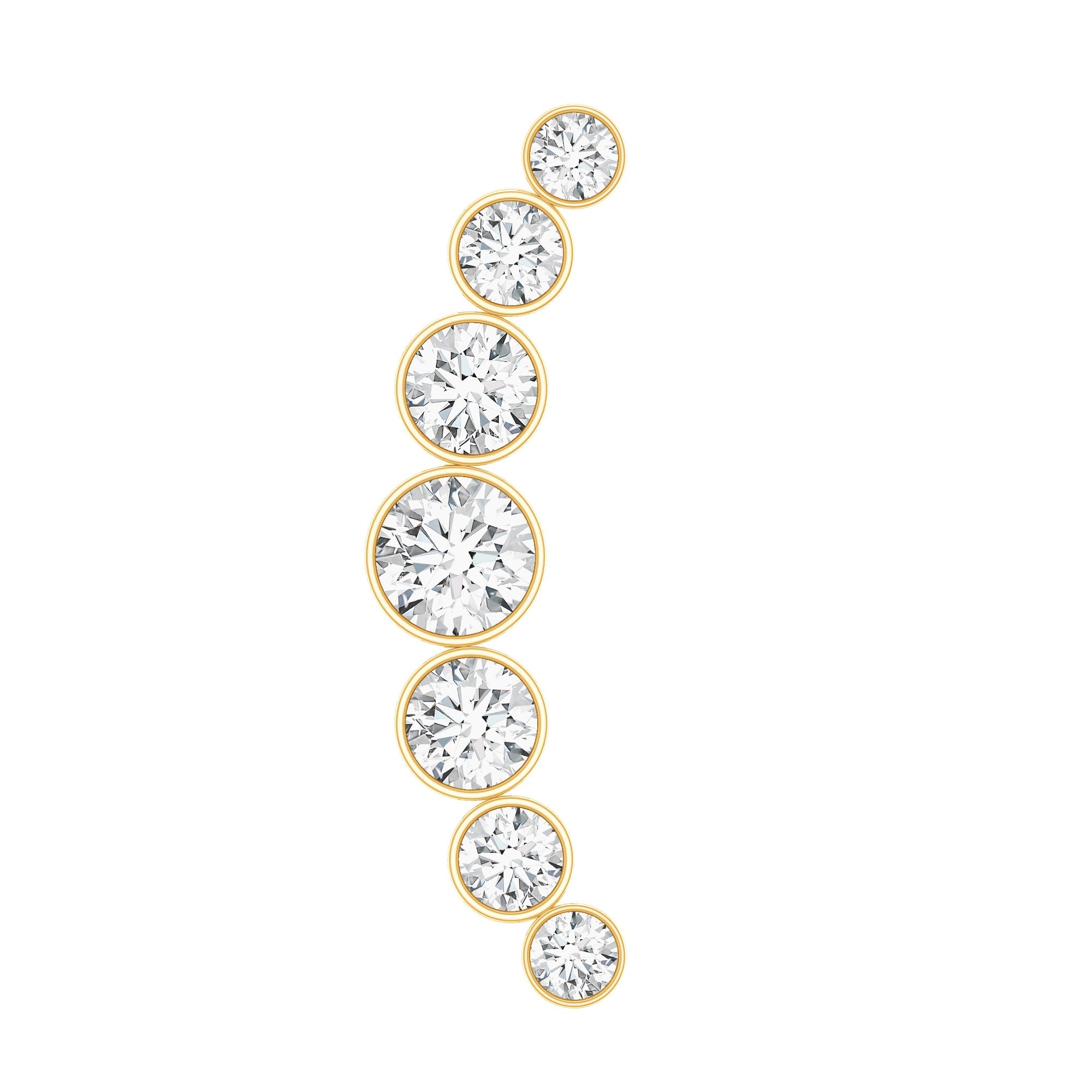 Graduated Bezel Set Moissanite Curved Crawler Earring