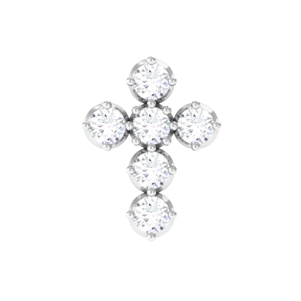 Certified Moissanite Cross Earring for Cartilage Piercing