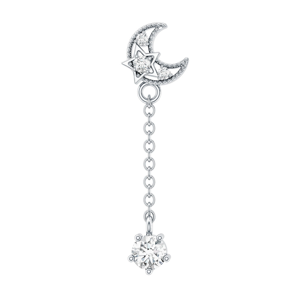 Moissanite Celestial Chain Drop Earring for Helix Piercing