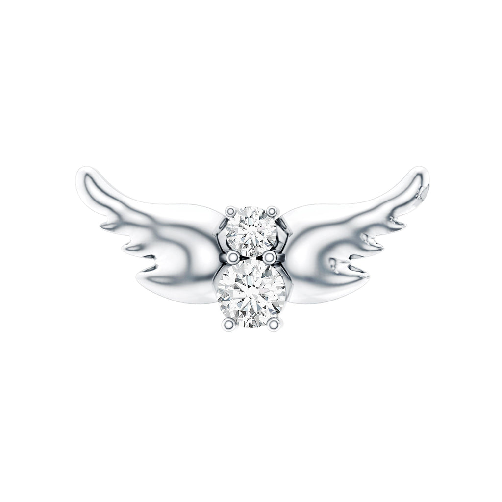 Round Moissanite Bat Earring for Cartilage Piercing