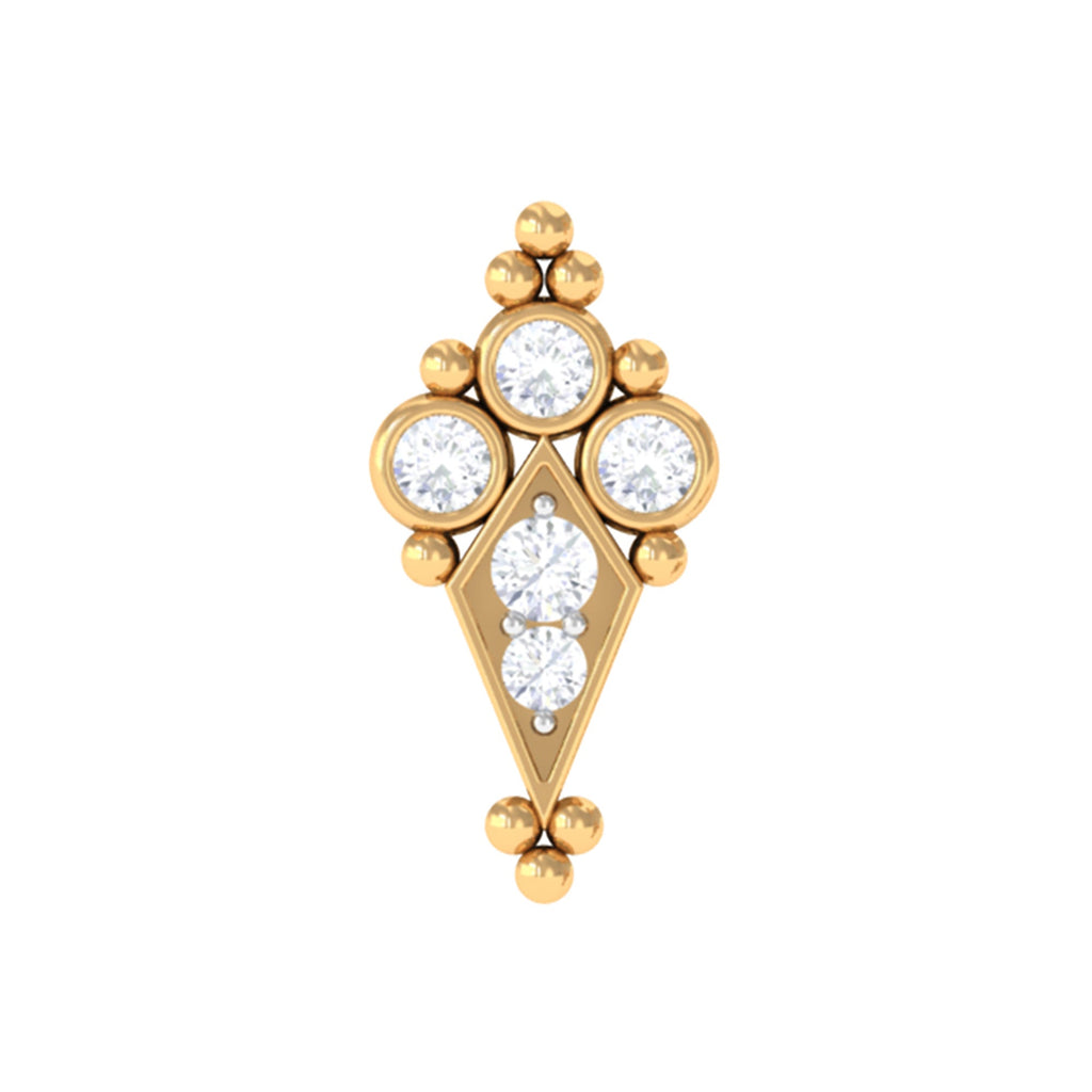 Diamond Art Deco Cartilage Earring with Beads