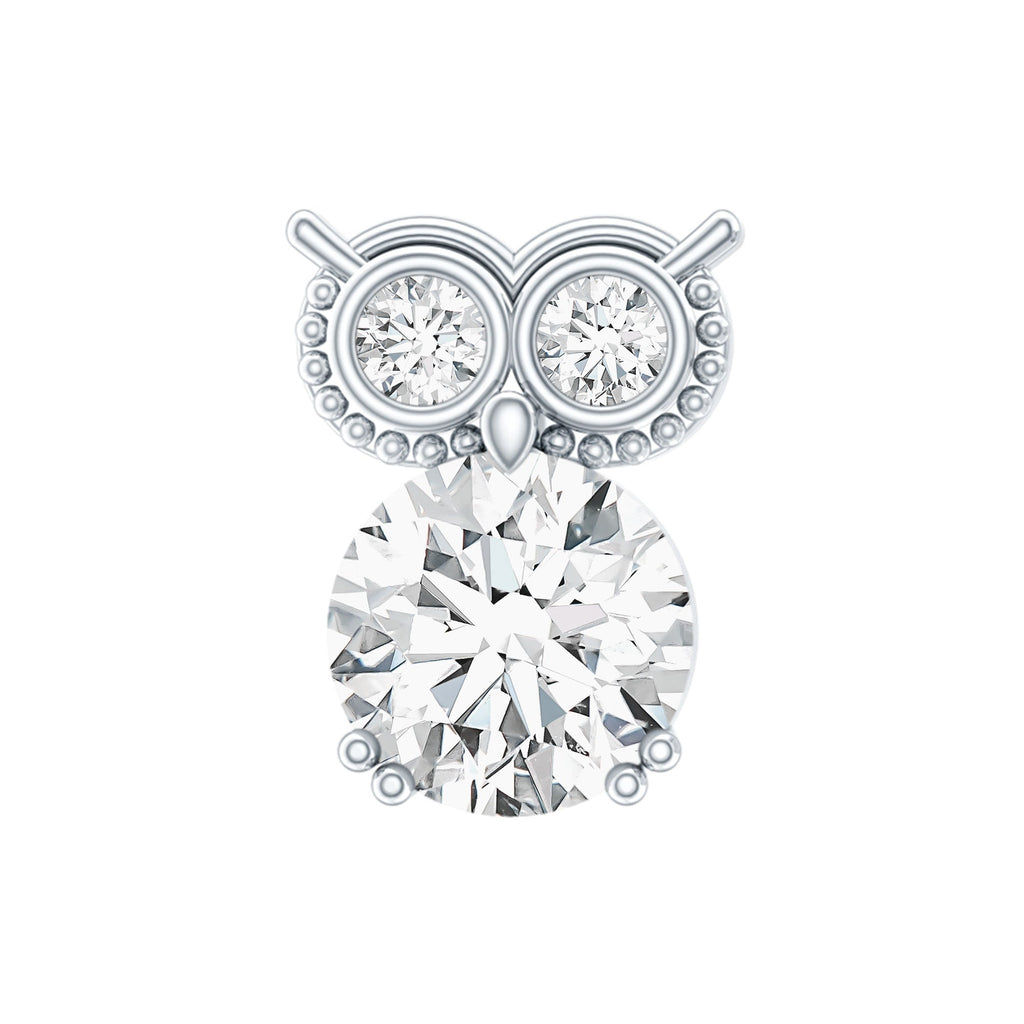 Round Cut Moissanite Owl Earring for Cartilage Piercing