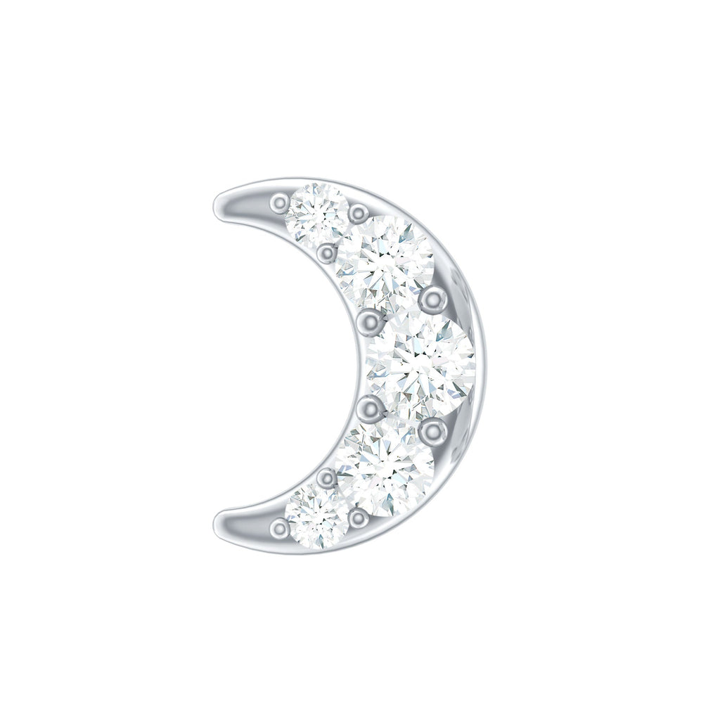 Moissanite Crescent Moon Helix Earring for Women