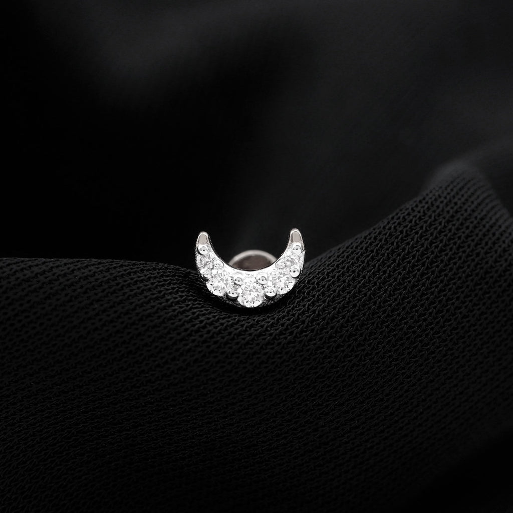 Moissanite Crescent Moon Helix Earring for Women