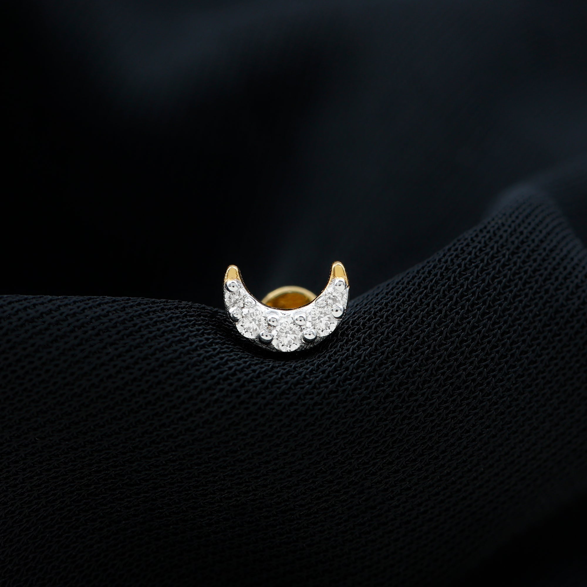 Moissanite Crescent Moon Helix Earring for Women