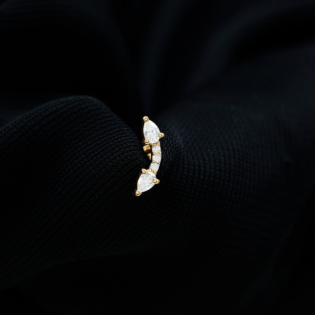 Certified Moissanite Curved Cartilage Earring