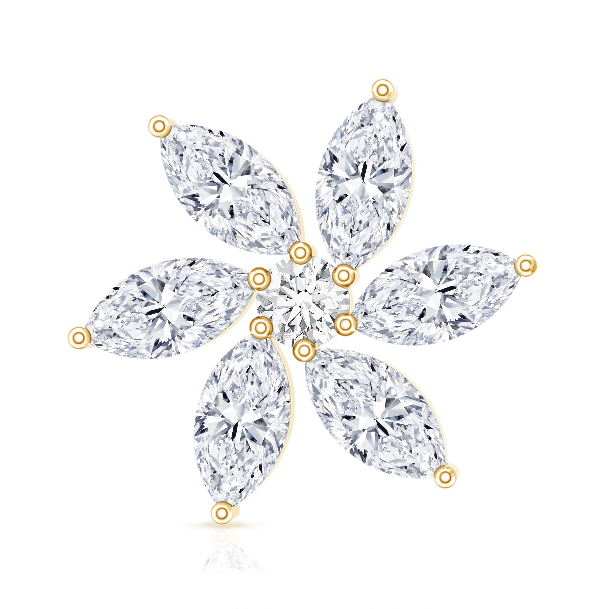 Marquise Moissanite Flower Earring for Cartilage Piercing